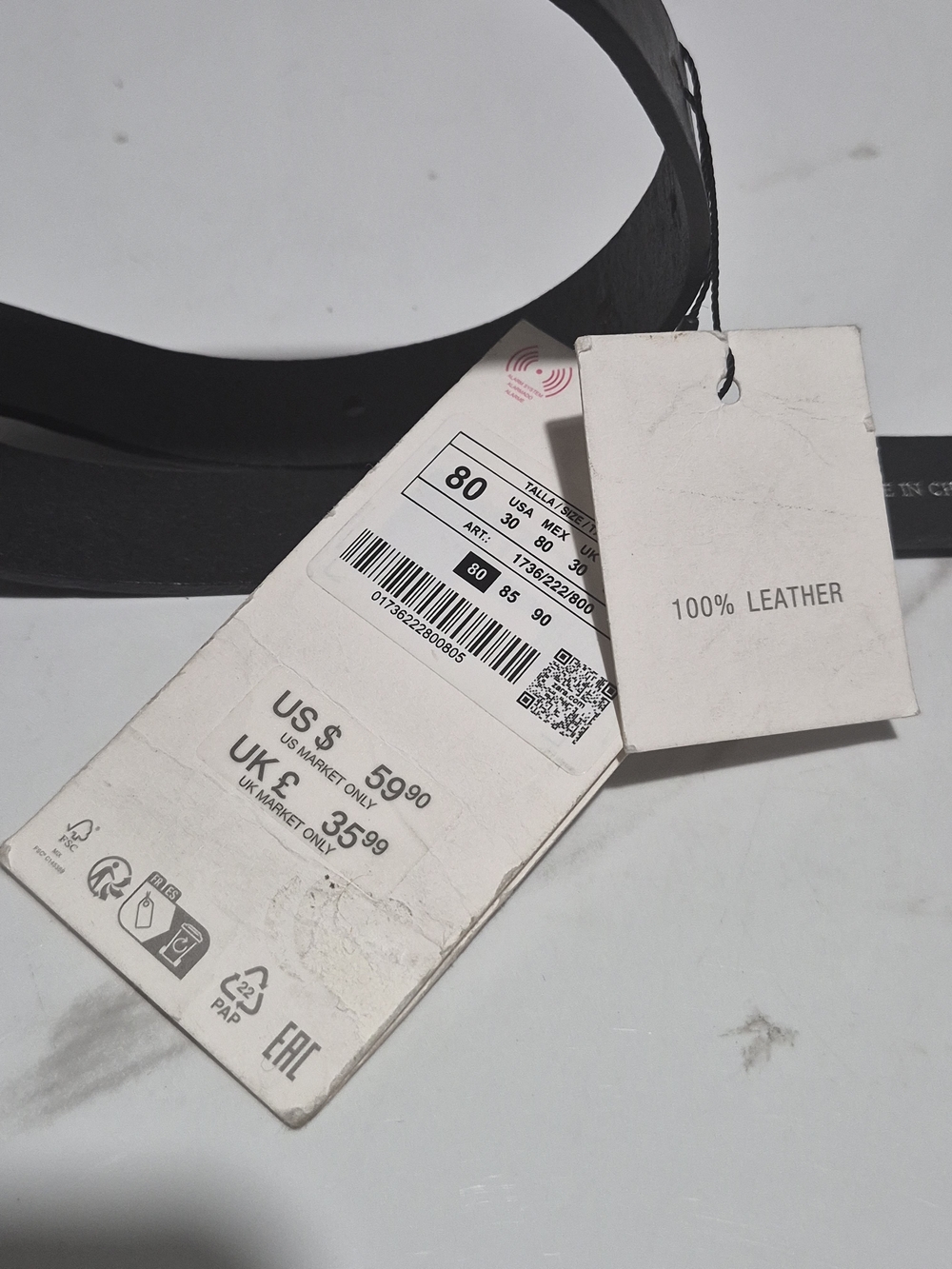 ZARA Black Leather Belt .Grunge&Gothic - Picture 3 of 7